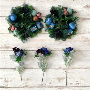 Christmas Hanukkah Candle Rings Faux Flowers Wreaths Home Holiday Decor